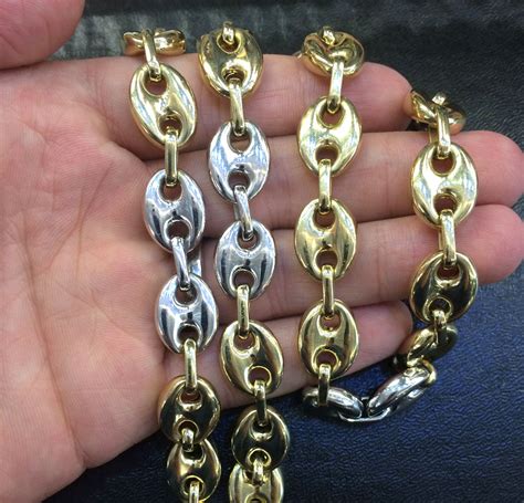 two tone gucci link chain|14k Two Tone Gold Gucci Puff Link Chain 26 Inches .